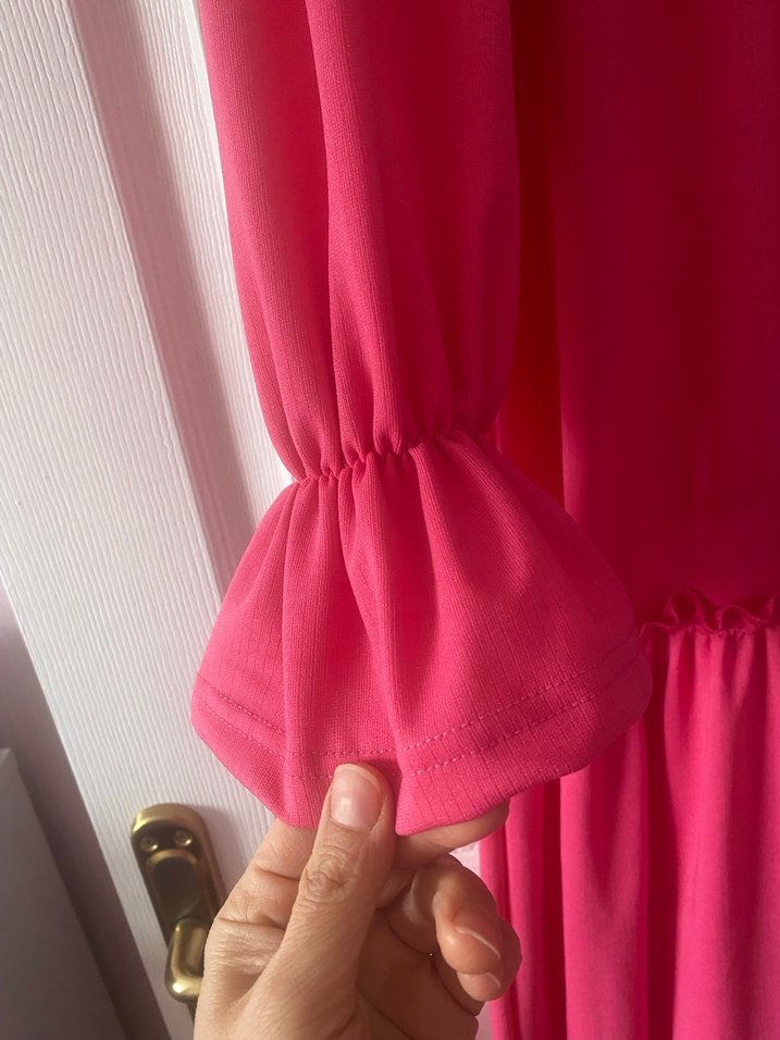 Pembe Uzun Kollu Salaş Kadın Elbise - Görsel 5