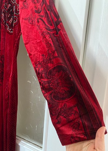 Kadife taşlı ferace- abaya - Görsel 8