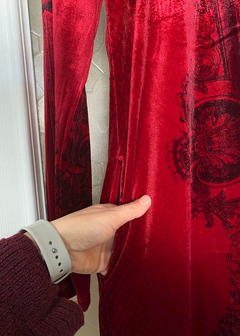 Kadife taşlı ferace- abaya - Görsel 5