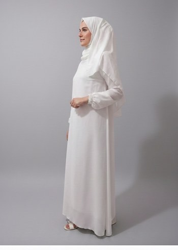 Boncuk Detaylı Kırmızı Tesettür Hint Elbisesi - Görsel 3