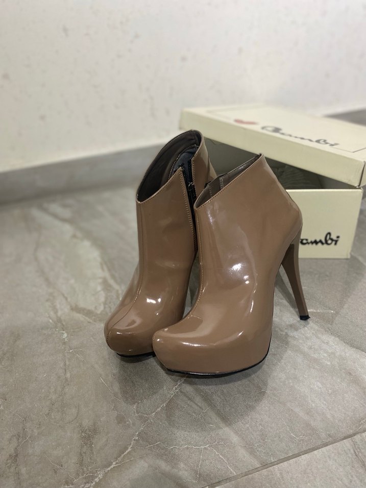 Bej Rugan Stiletto Topuklu Kadın Bot - Görsel 4