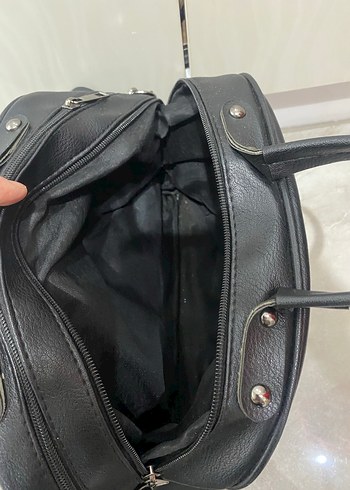 Siyah Deri Fermuarlı Kadın Çanta - Görsel 3