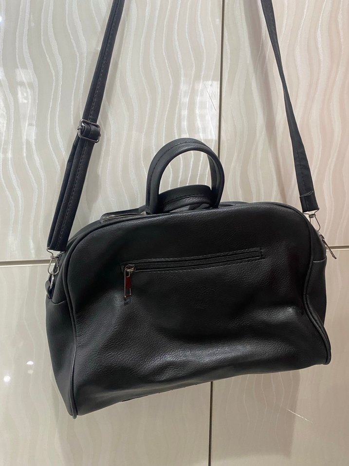 Siyah Deri Fermuarlı Kadın Çanta - Görsel 2