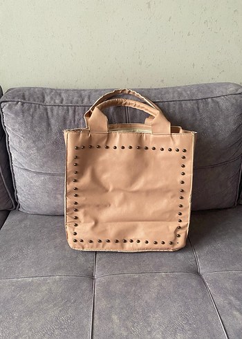 Zımba işlemeli büyük boy kol çantası - Görsel 5