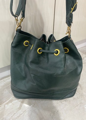 Yeşil Deri Kadın Omuz Çantası - Görsel 4