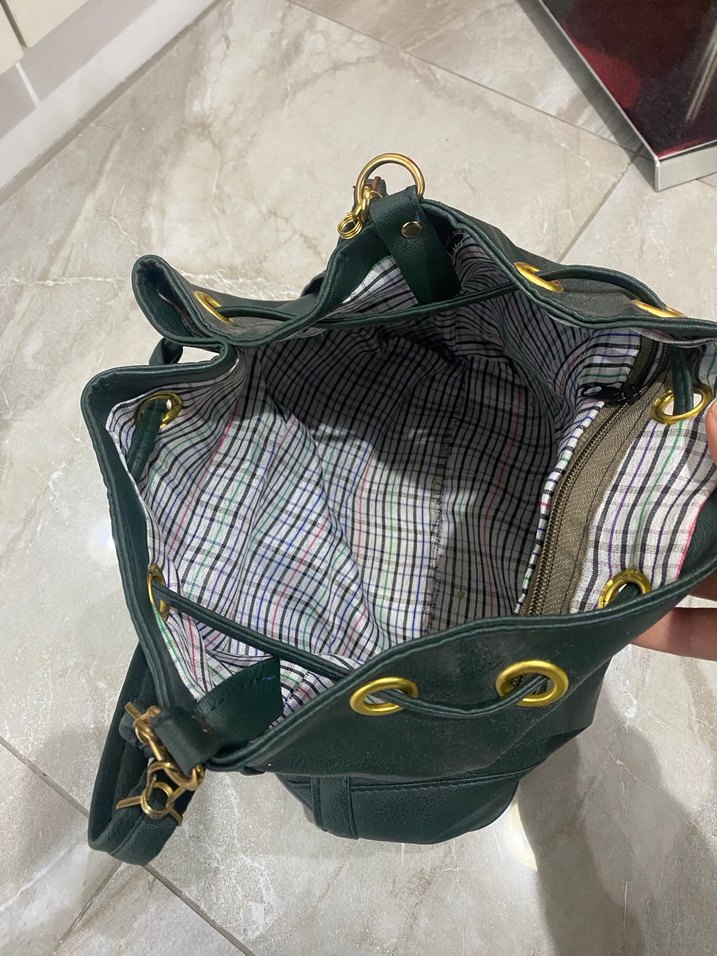 Yeşil Deri Kadın Omuz Çantası - Görsel 3