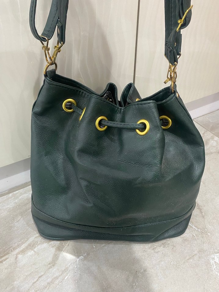 Yeşil Deri Kadın Omuz Çantası - Görsel 4