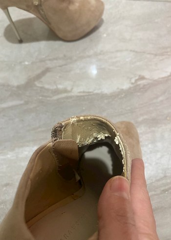 Bej Süet İnce Topuklu Bot - Görsel 6