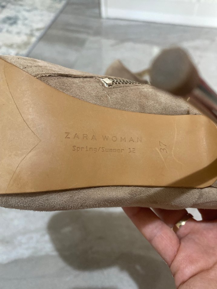 Bej Süet İnce Topuklu Bot - Görsel 5