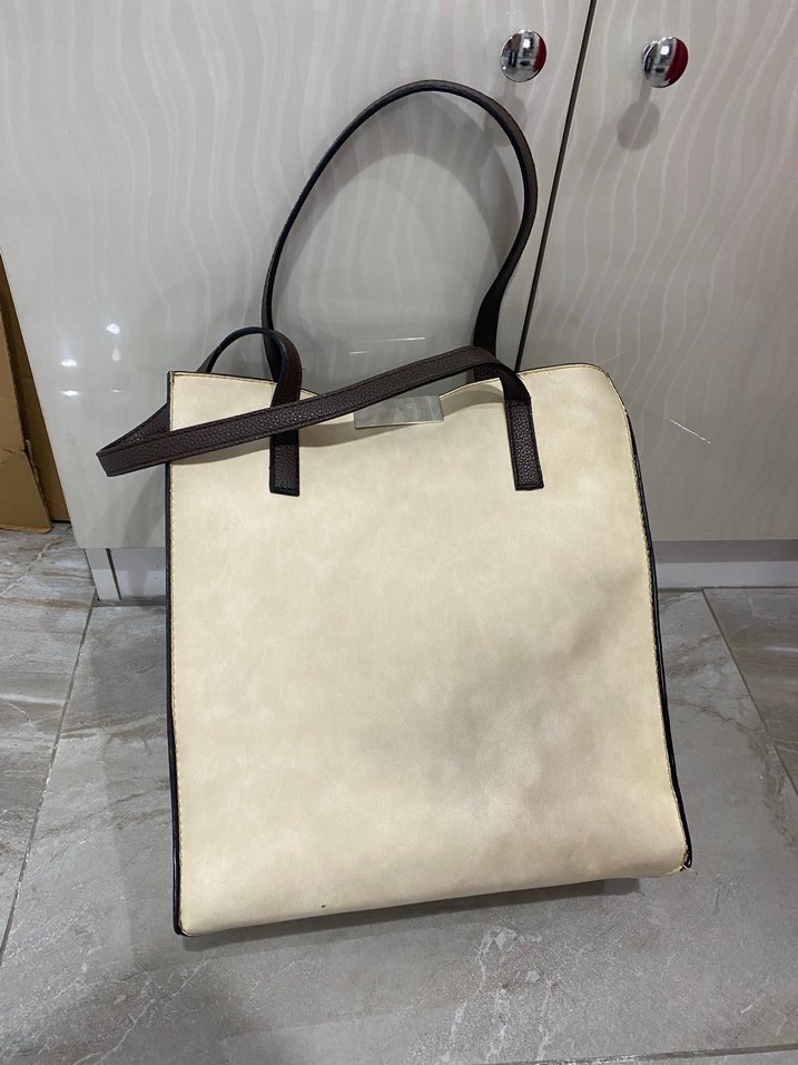 Bej Deri Kadın Omuz Çantası - Görsel 3