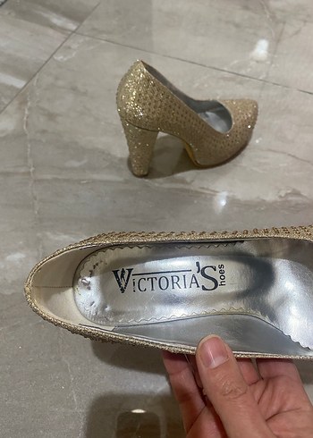 Altın Renkli Payetli Platform Topuklu Kadın Ayakkabı - Görsel 5