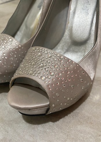 Gümüş Renk Platform Topuklu Kadın Abiye Ayakkabı - Görsel 2