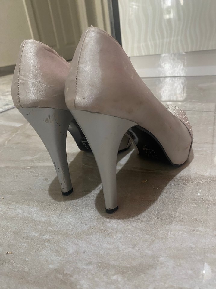 Gümüş Renk Platform Topuklu Kadın Abiye Ayakkabı - Görsel 3