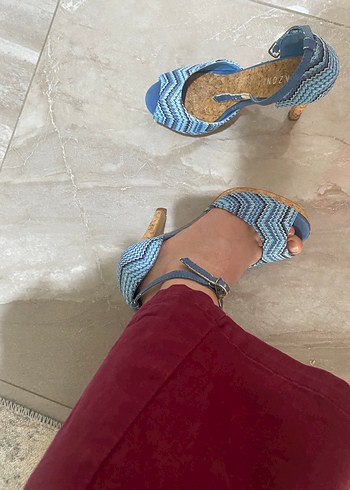 Mavi Denim Dolgu Topuklu Kadın Ayakkabı - Görsel 7