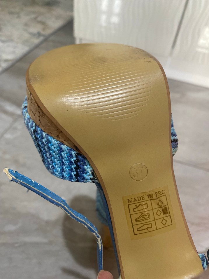 Mavi Denim Dolgu Topuklu Kadın Ayakkabı - Görsel 4