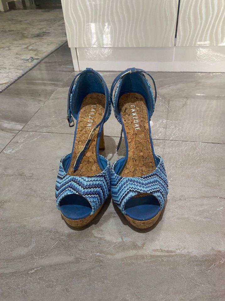Mavi Denim Dolgu Topuklu Kadın Ayakkabı - Görsel 2