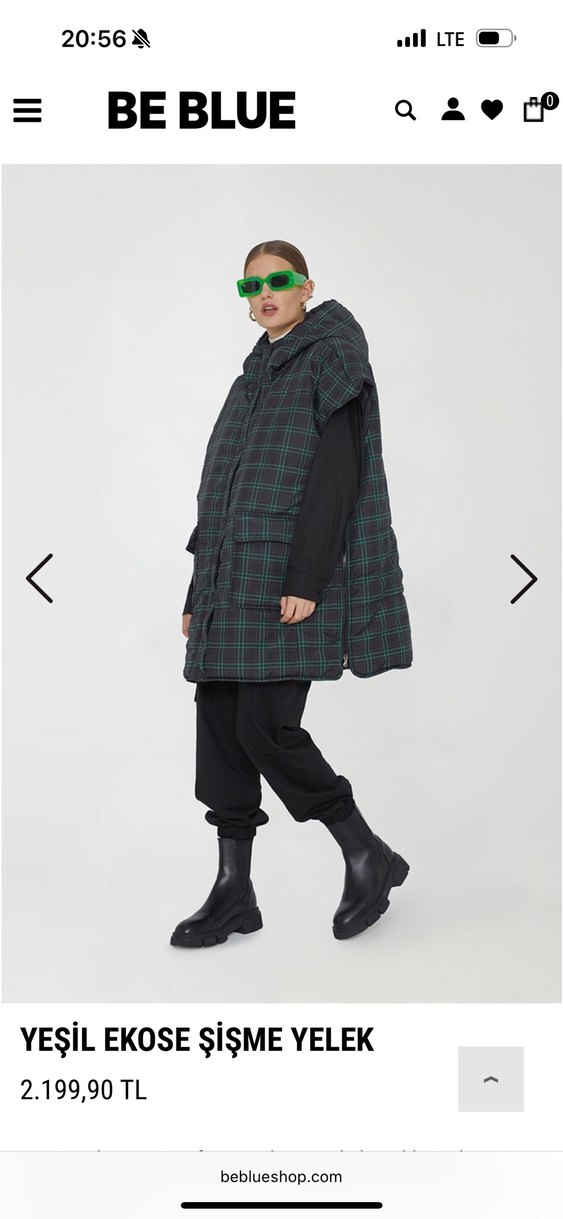 Yeşil ekose şişme yelek BE BLUE MARKA - Görsel 4