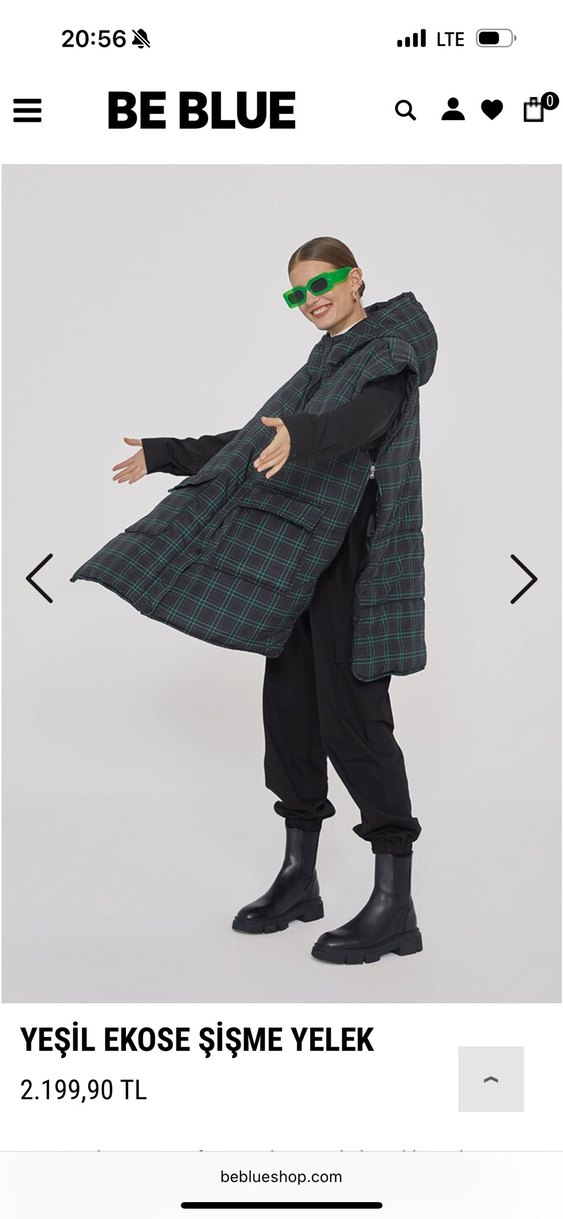 Yeşil ekose şişme yelek BE BLUE MARKA - Görsel 3