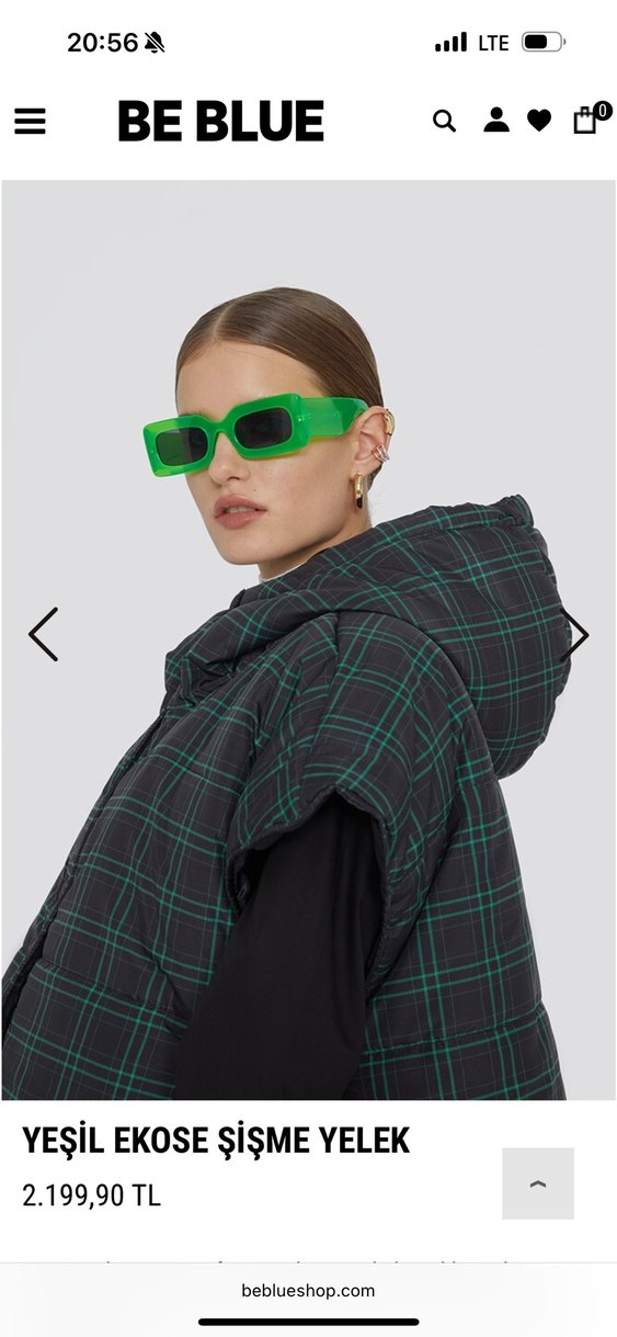 Yeşil ekose şişme yelek BE BLUE MARKA - Görsel 2