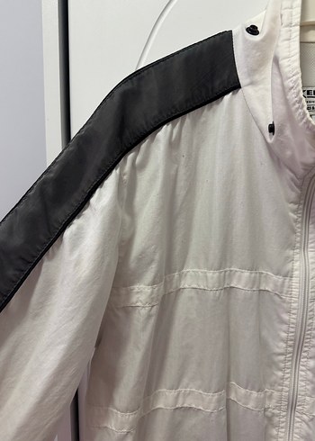 Gri Detaylı Beyaz Kadın Fermuarlı hırka ceket - Görsel 4