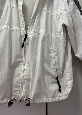 Gri Detaylı Beyaz Kadın Fermuarlı hırka ceket - Görsel 6