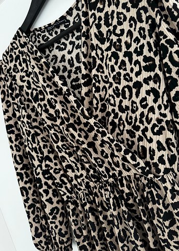Kahverengi Leopar Desenli Hamile Bluzu