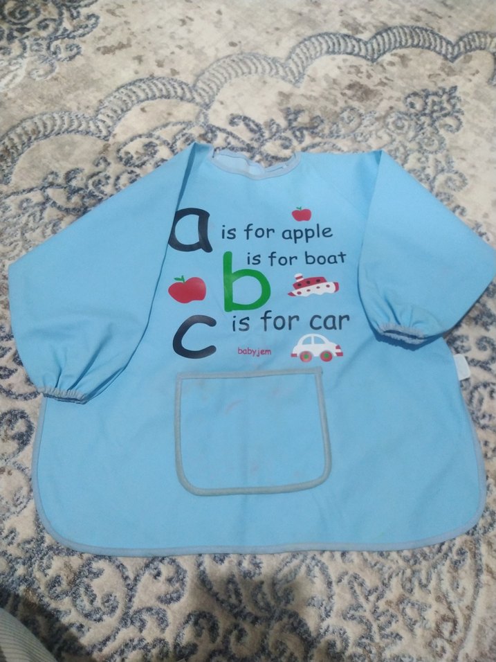 Renkli Baskılı Mavi Bebek Önlüğü - Görsel 3