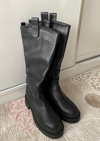 Kadın Siyah Deri çizme