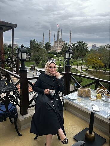 l Beden Uzun çıtçıtlı şık elbise