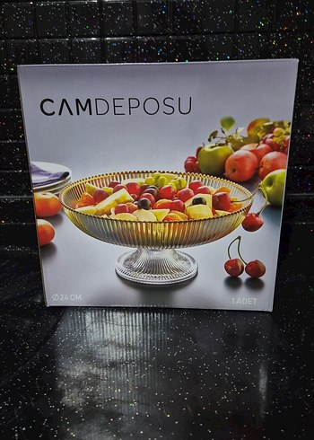 Altın Renkli Şeffaf Ayaklı Servis Tabağı - Görsel 2