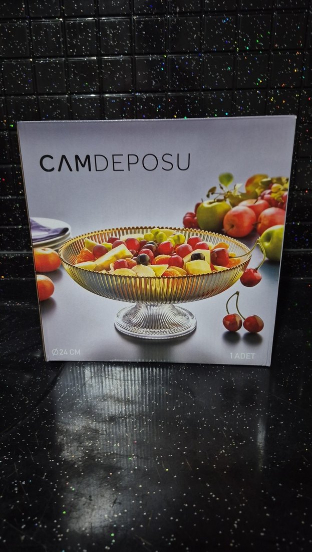 Altın Renkli Şeffaf Ayaklı Servis Tabağı - Görsel 2