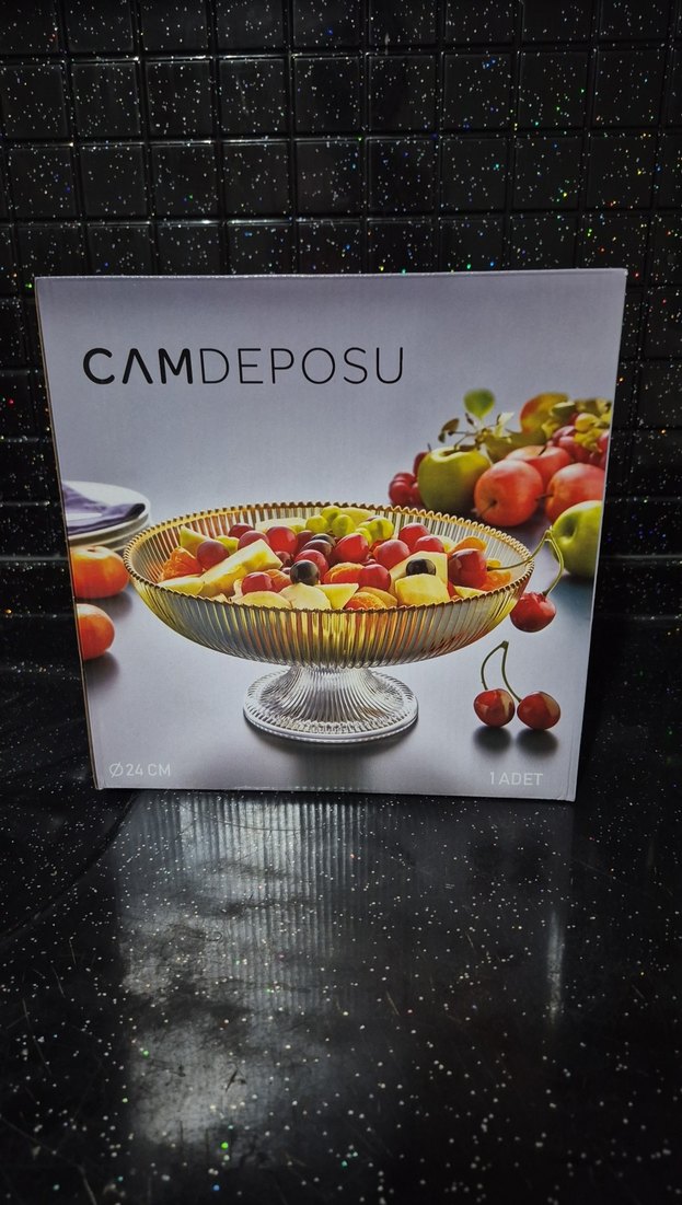 Altın Renkli Şeffaf Ayaklı Servis Tabağı - Görsel 3