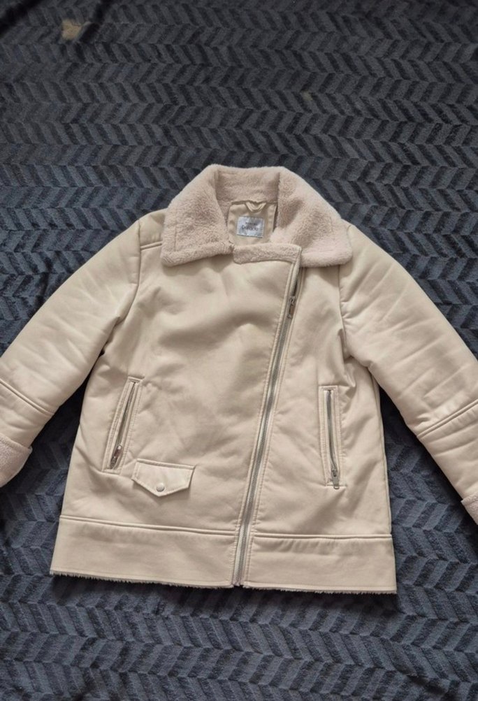 Gri Kürklü Bej Kadın Ceket - Görsel 3