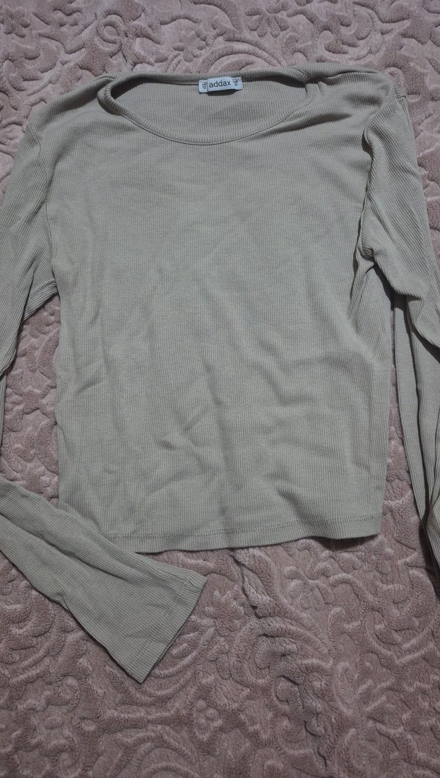 Gri Uzun Kollu Basic Keten Kadın Kazak - Görsel 2