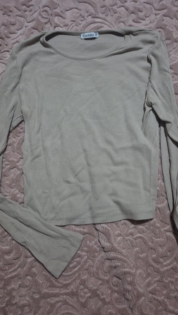 Gri Uzun Kollu Basic Keten Kadın Kazak - Görsel 3