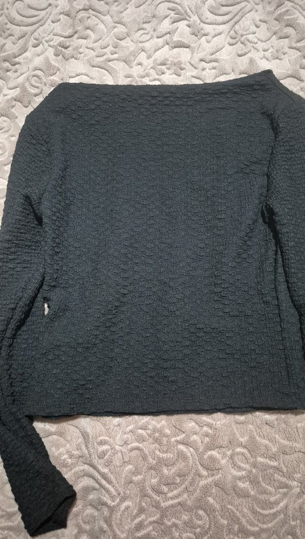 Gri Kadın Triko Uzun Kollu Bluz - Görsel 3