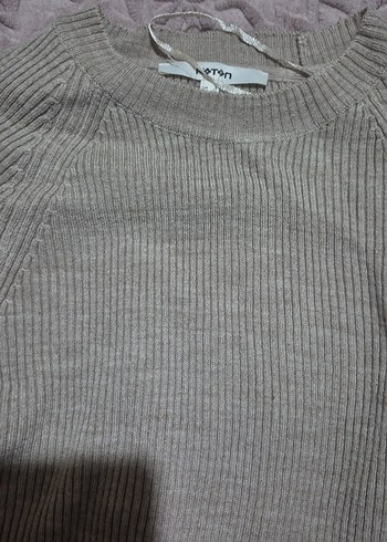 Kadın Gri Örgü Uzun Kollu Kazak - Görsel 3