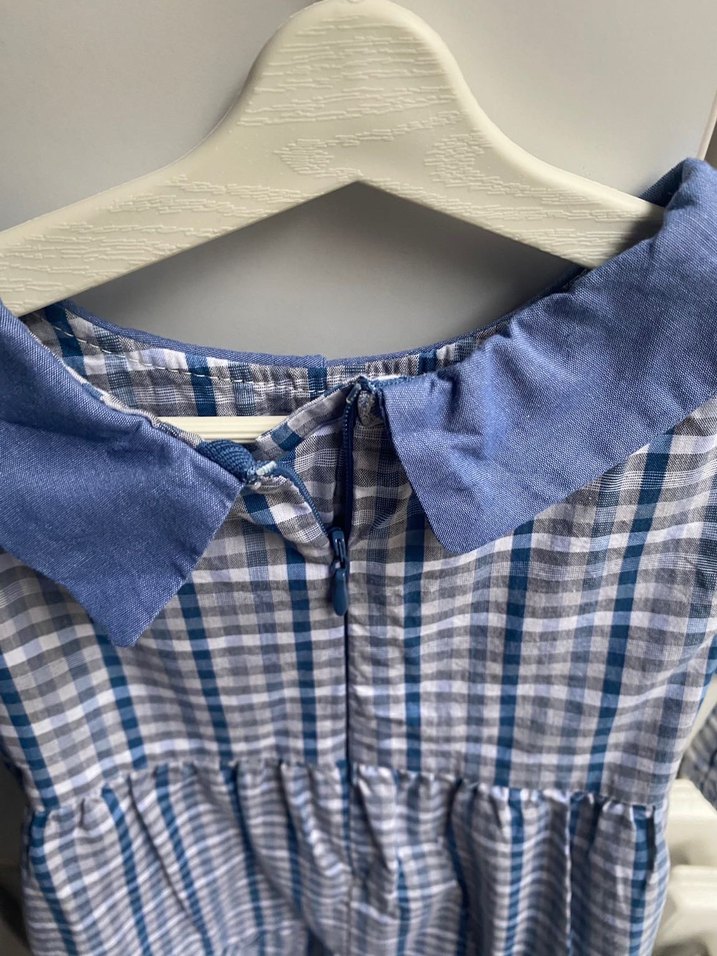 Düğmeli Mavi Gömlek Yaka Kız Elbisesi - Görsel 2