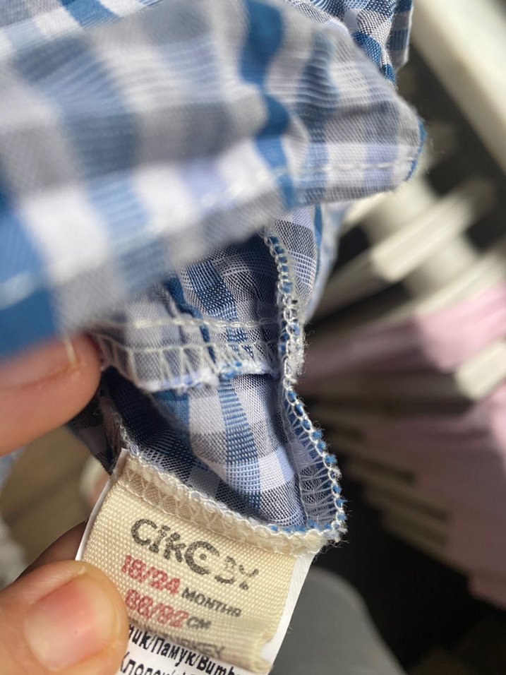 Düğmeli Mavi Gömlek Yaka Kız Elbisesi - Görsel 3