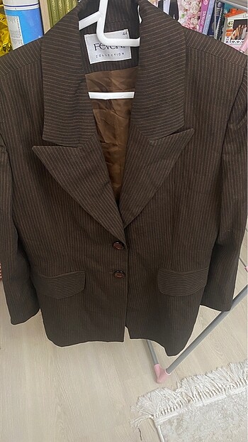 Diğer Kahverengi Çizgi Detaylı Blazer Ceket