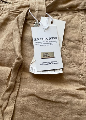 Bej Keten Kemerli Mini Şort - Görsel 2