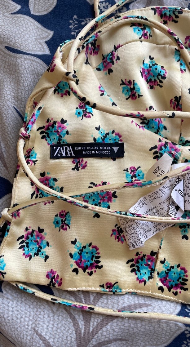 Sarı Çiçek Desenli Mini Büstiyer - Görsel 3