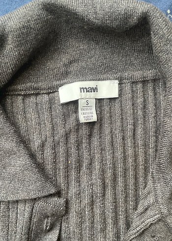 Düğmeli Gri Kadın Keten Kazak - Görsel 3