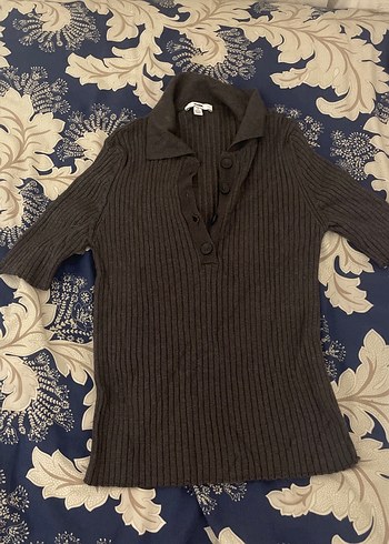 Düğmeli Gri Kadın Keten Kazak - Görsel 4