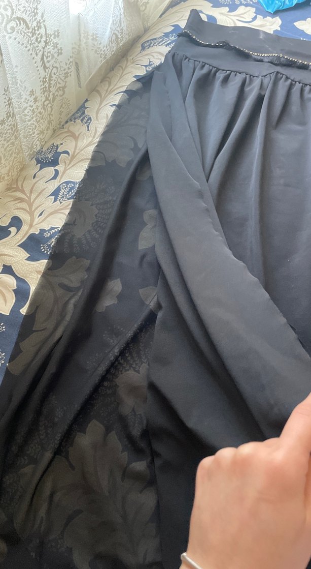 Drapeli Siyah Uzun Kadın Etek - Görsel 2