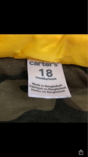 12-18 Ay Beden sarı Renk Carter?s Yelek