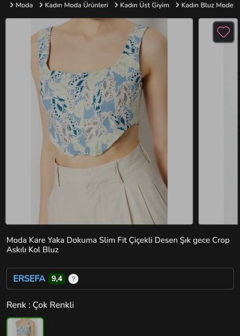 Çiçek Desenli Slim Fit Crop Bluz - Görsel 3