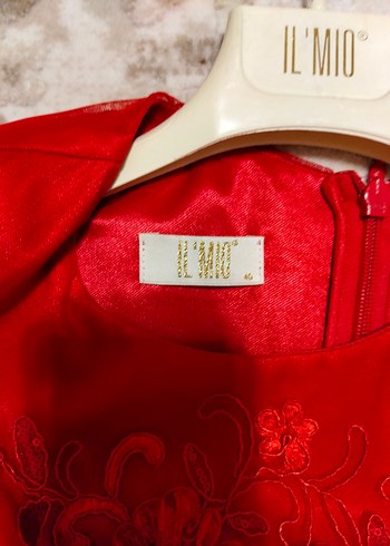 Kırmızı Dantel İşlemeli Uzun Abiye Elbise - Görsel 14