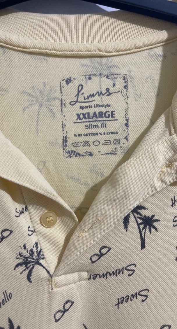 Sarı Baskılı Kısa Kollu Polo Tişört - Görsel 2