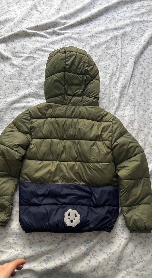 Erkek Çocuk Kapüşonlu Fermuarlı Koyu Yeşil Mont - Görsel 4